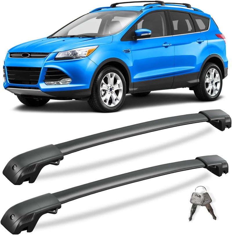 KINGGERI 300lbs Roof Rack Cross Bars Compatible with Ford Escape 2013-2019 with Raised Side Rails, Lockable Heavy Duty Aluminum Roof Rails Crossbars Luggage Kayak Canoe Snowboard Car SUV Accessories - Image 1